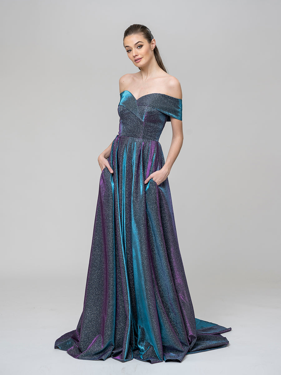 Sweep Train Sweetheart Metallic Glitter A Line Prom Dresses