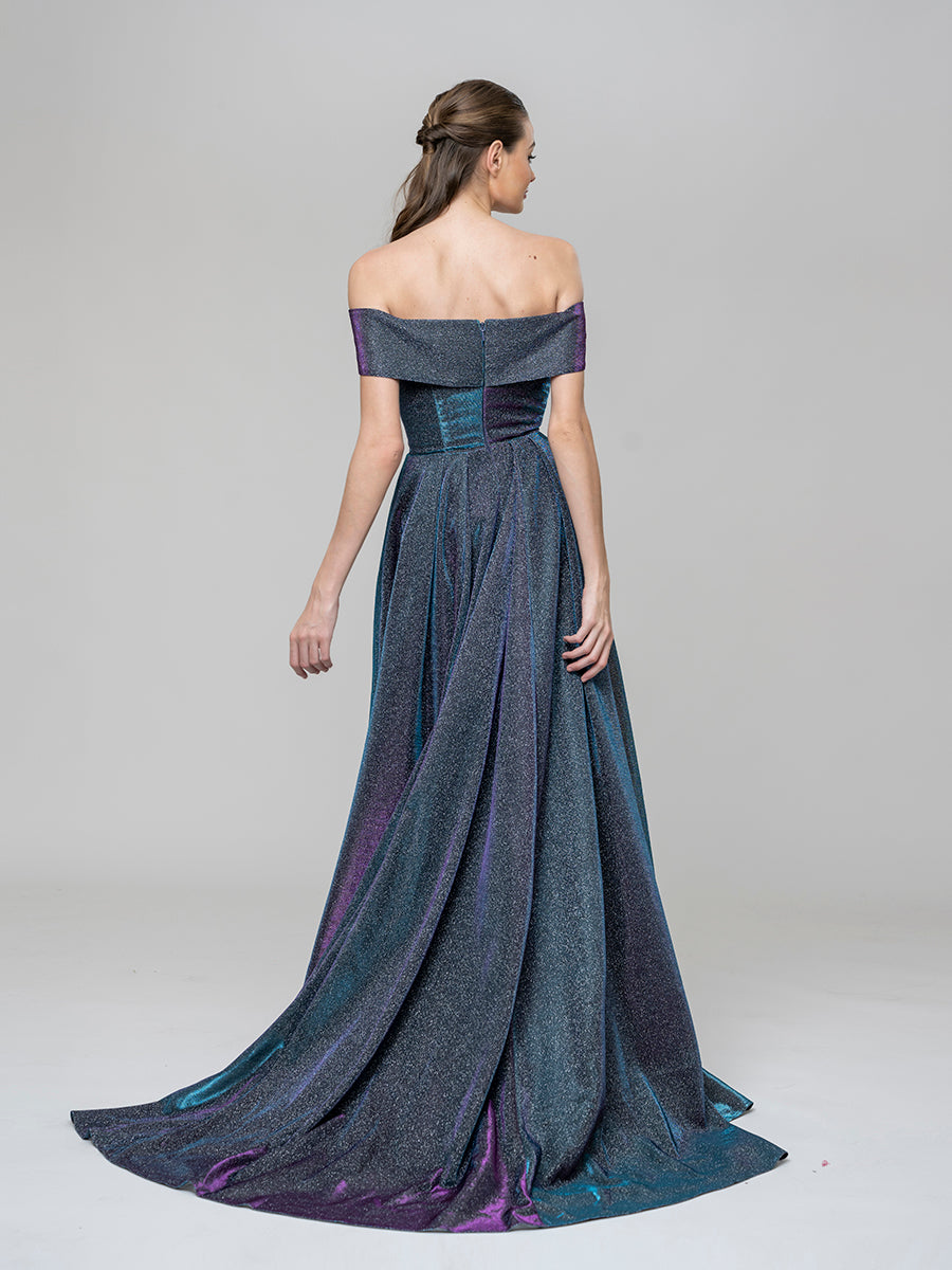 Sweep Train Sweetheart Metallic Glitter A Line Prom Dresses