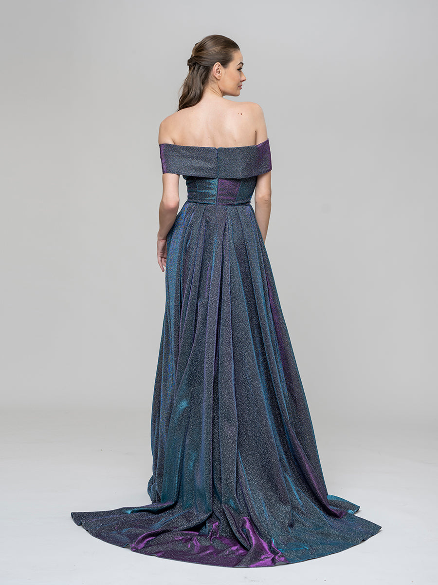 Sweep Train Sweetheart Metallic Glitter A Line Prom Dresses