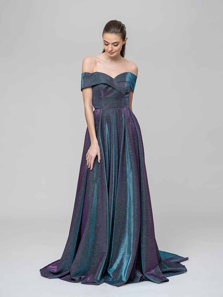 Sweep Train Sweetheart Metallic Glitter A Line Prom Dresses
