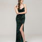 Sweetheart Spaghetti Strap Fitted Sequin Prom Dresses