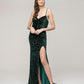 Sweetheart Spaghetti Strap Fitted Sequin Prom Dresses