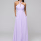 Lilac Tie-neck Halter Sleeveless Wedding Bridesmaid Dresses With Ruched Waist