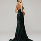 Velvet Sequin Fitted Prom Dresses With One Shoulder