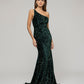 Velvet Sequin Fitted Prom Dresses With One Shoulder